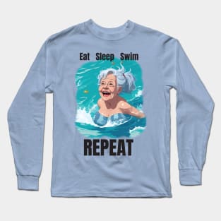 Eat sleep swim repeat Long Sleeve T-Shirt